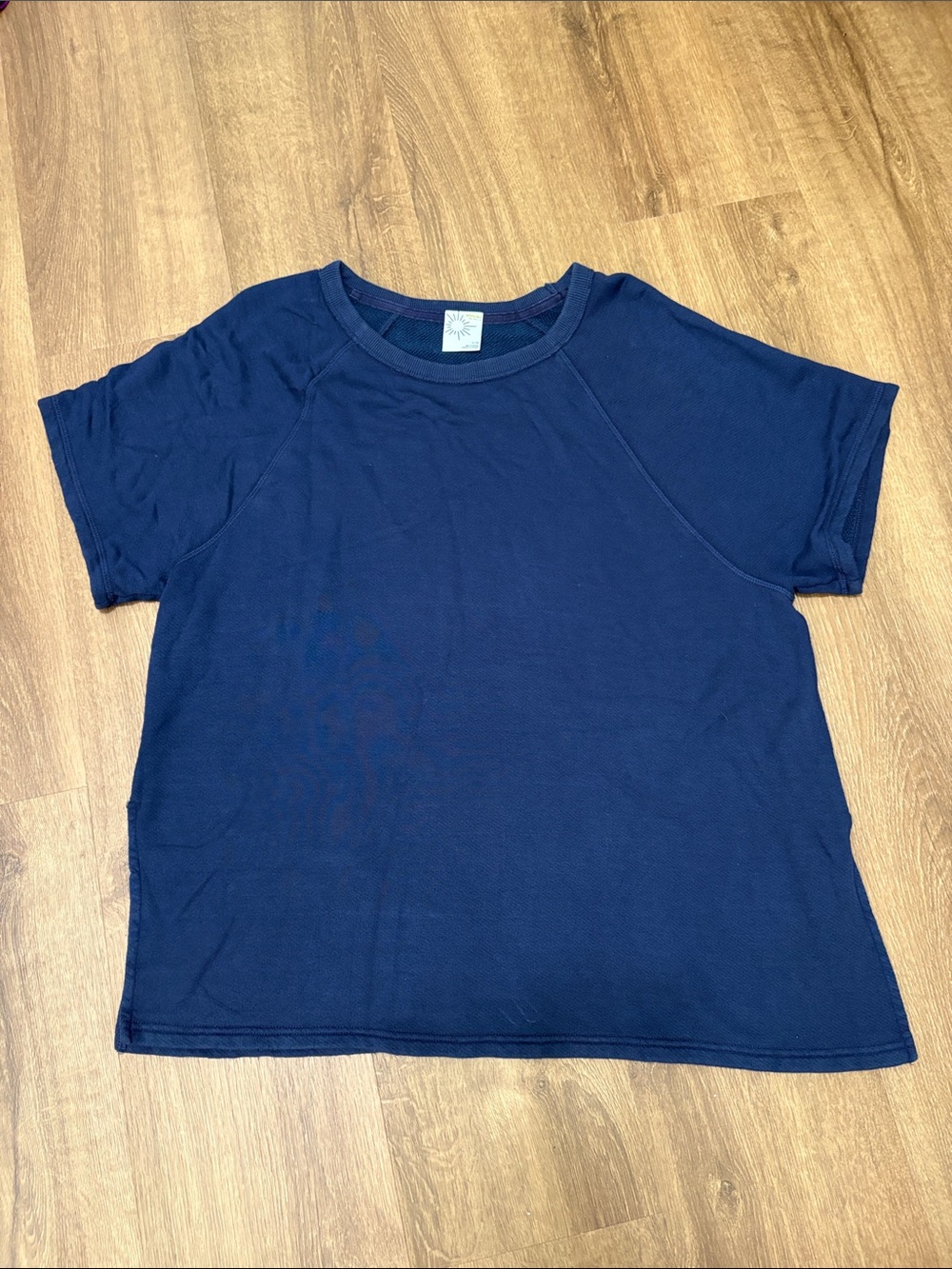Offline by Aerie Keep it 100 Terry Cloth Short Sleeve Navy Size Large Side Slit